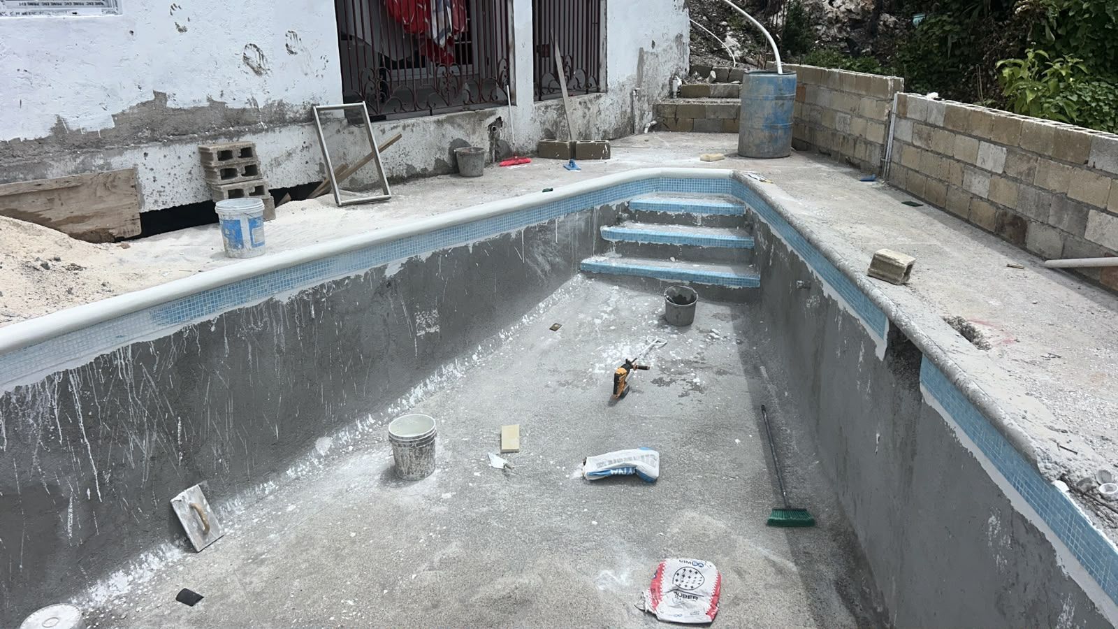 In-progress swimming pool construction