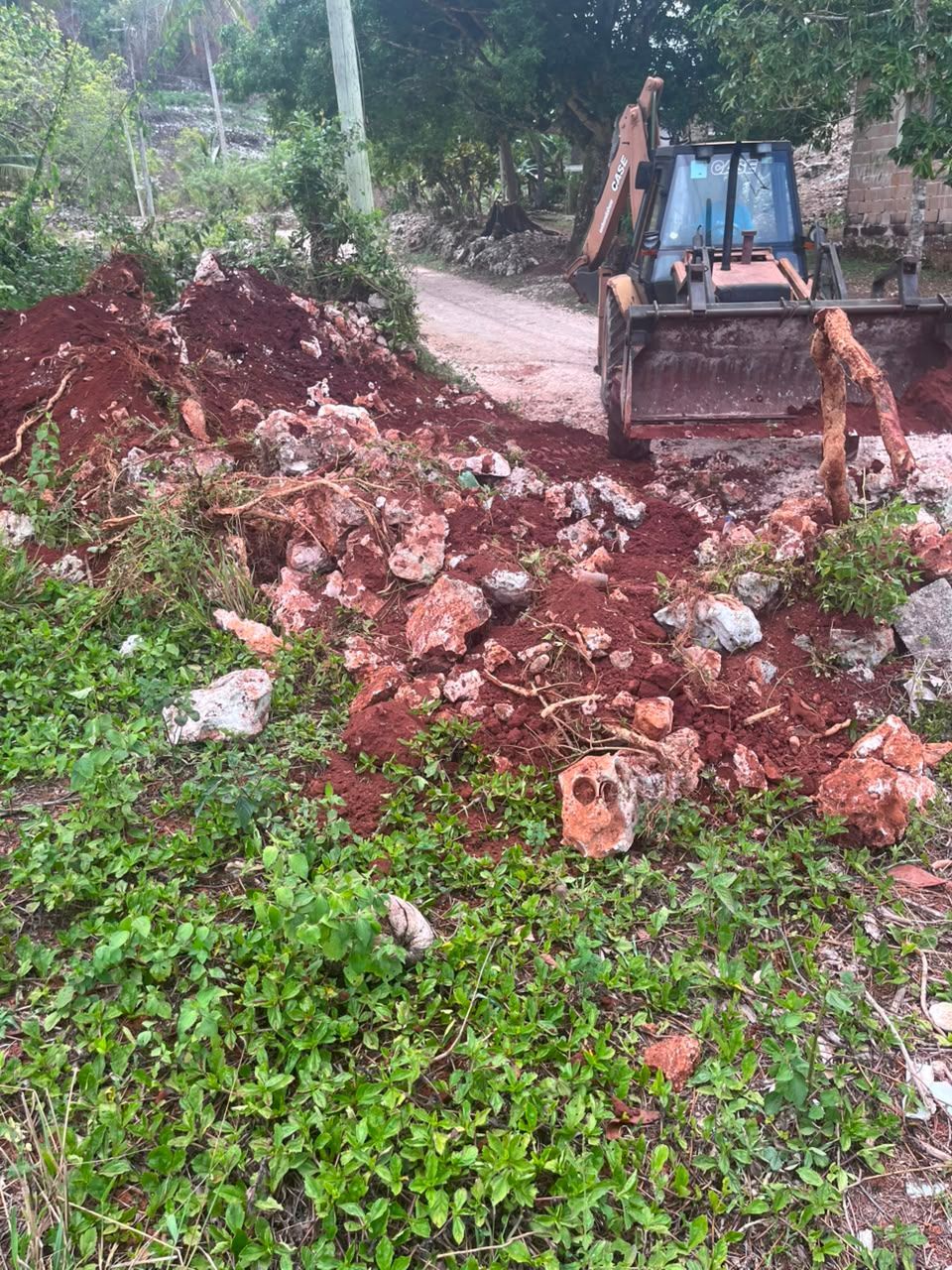 Land grading along access road