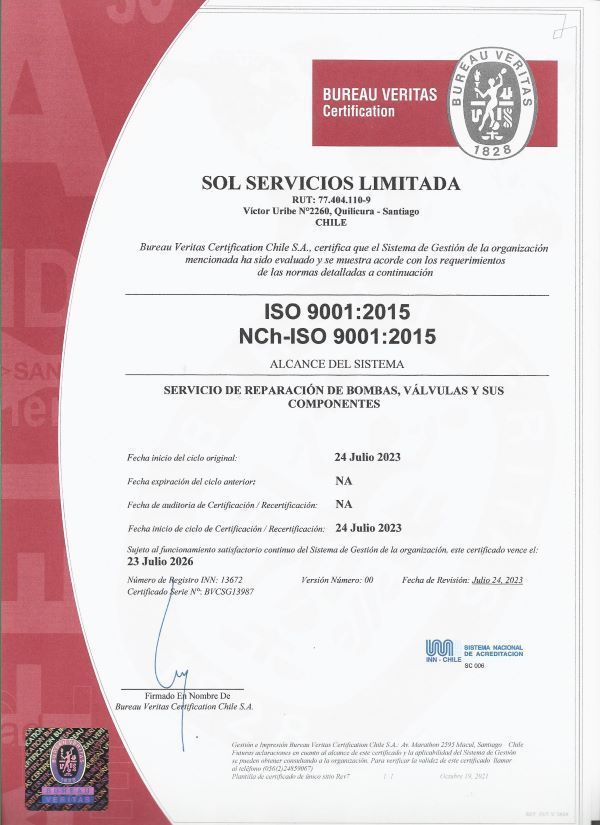 Certificaciòn ISO9001:2015