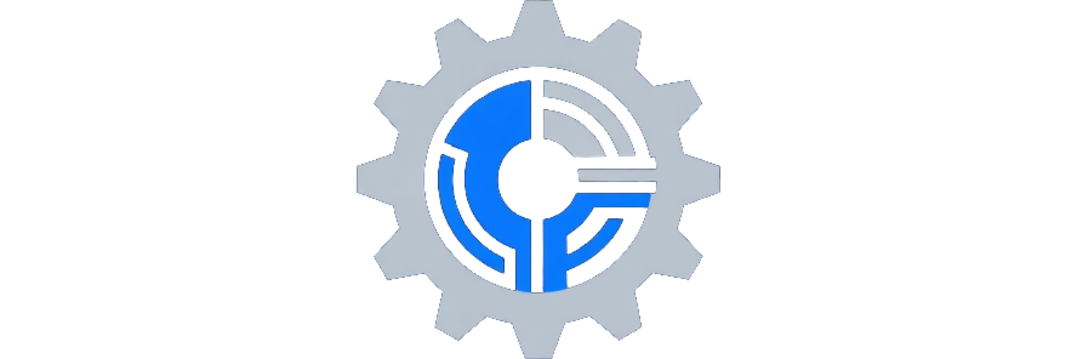 Logotipo de engranaje azul y gris con un centro circular blanco y un diseño de C estilizada azul.