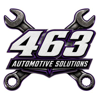 463 Automotive Solutions logo with crossed wrenches and a silver-and-black automotive emblem