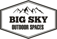 Logo for "Big Sky Outdoor Spaces" with mountain range icon.