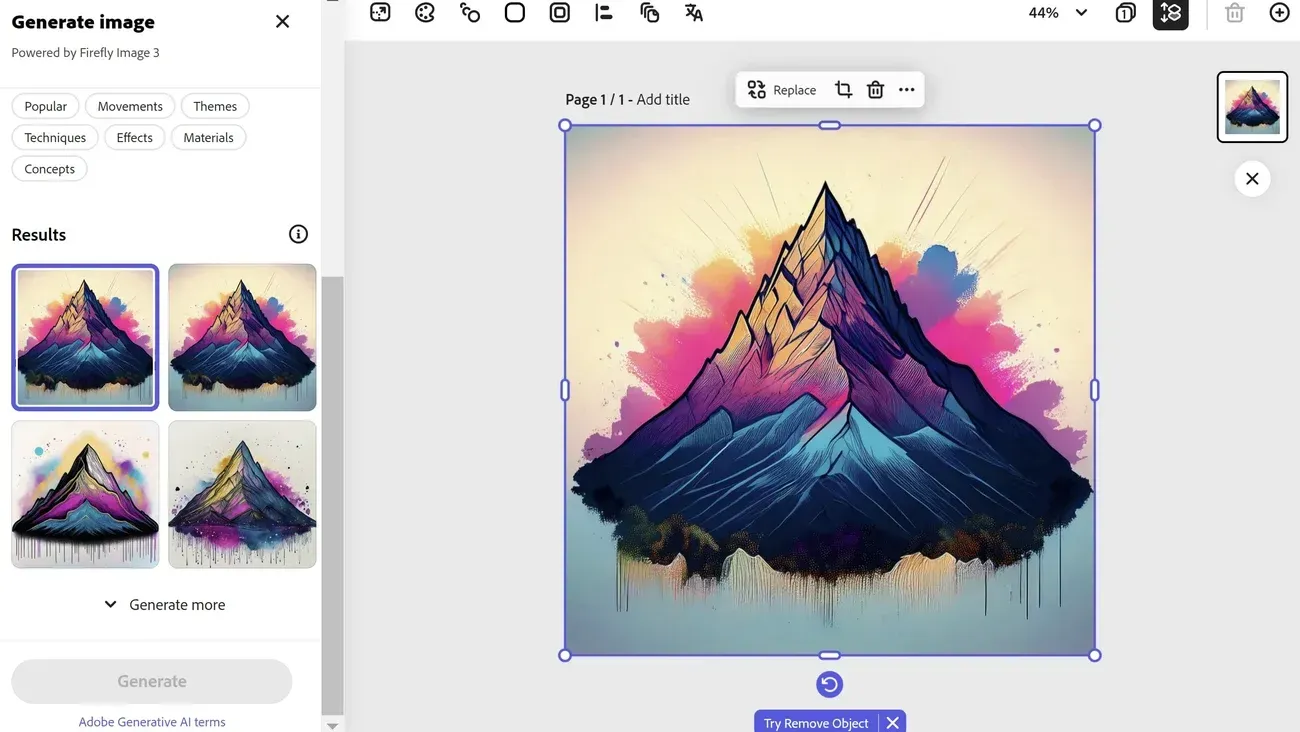 Screenshot of Adobe Express