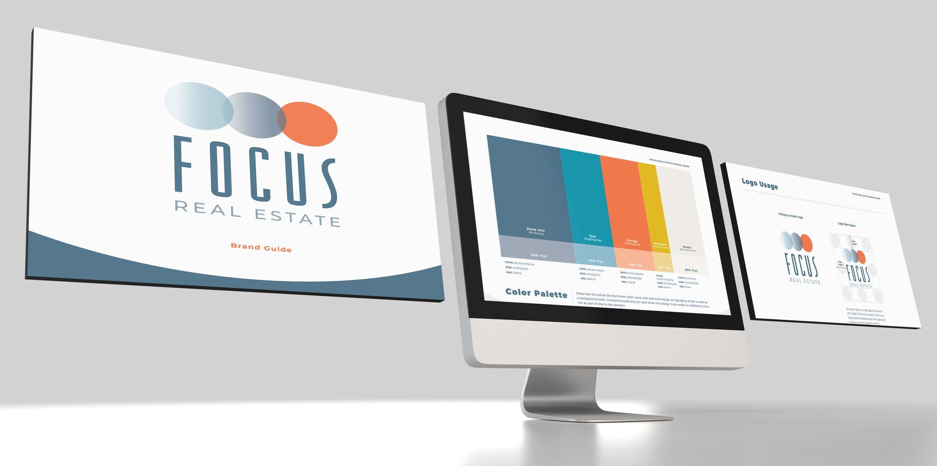 image of focus brand guide pages on a computer monitor