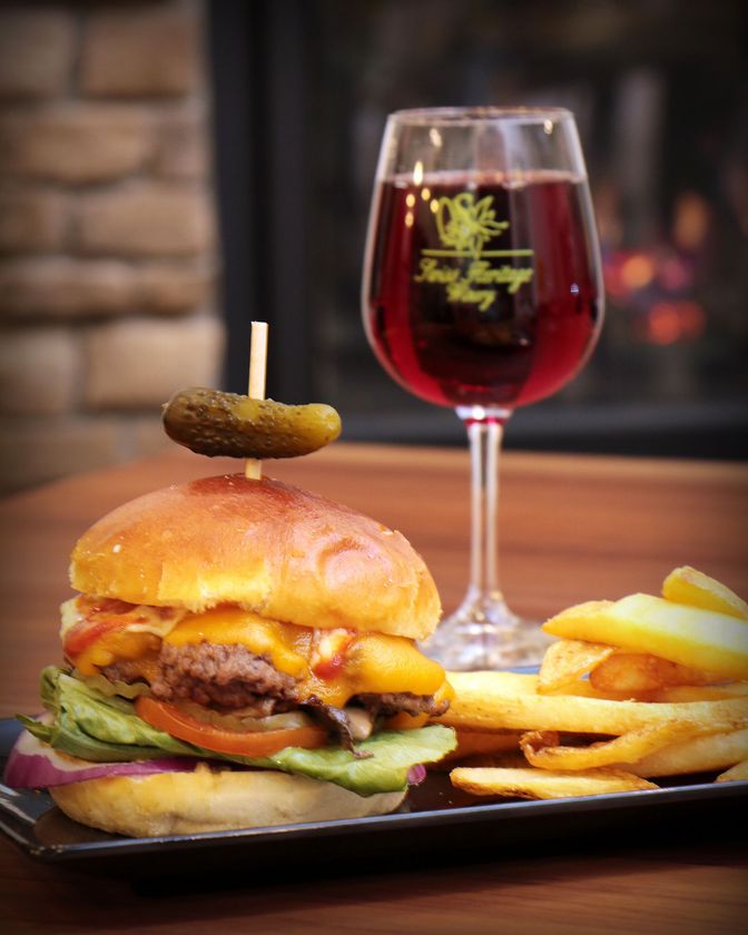 Cheeseburger, Fries and Wine