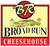 Logo for Broad Run Cheesehouse: red frame, yellow background, building illustration, text