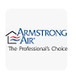 The Armstrong Air logo: blue brand name text with a roof icon containing red and blue lines, plus the tagline below.