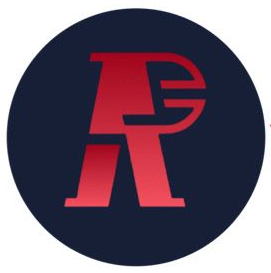 A red stylized logo featuring the letters A and R merged together, centered inside a dark navy blue circle.