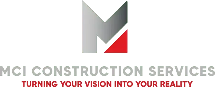 Logo for MCI Construction Services: A gray and red M with company name and tagline