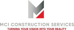 Logo for MCI Construction Services: A gray and red M with company name and tagline 