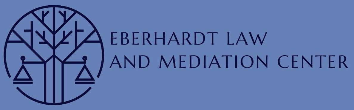 A logo for the eberhardt law and mediation center