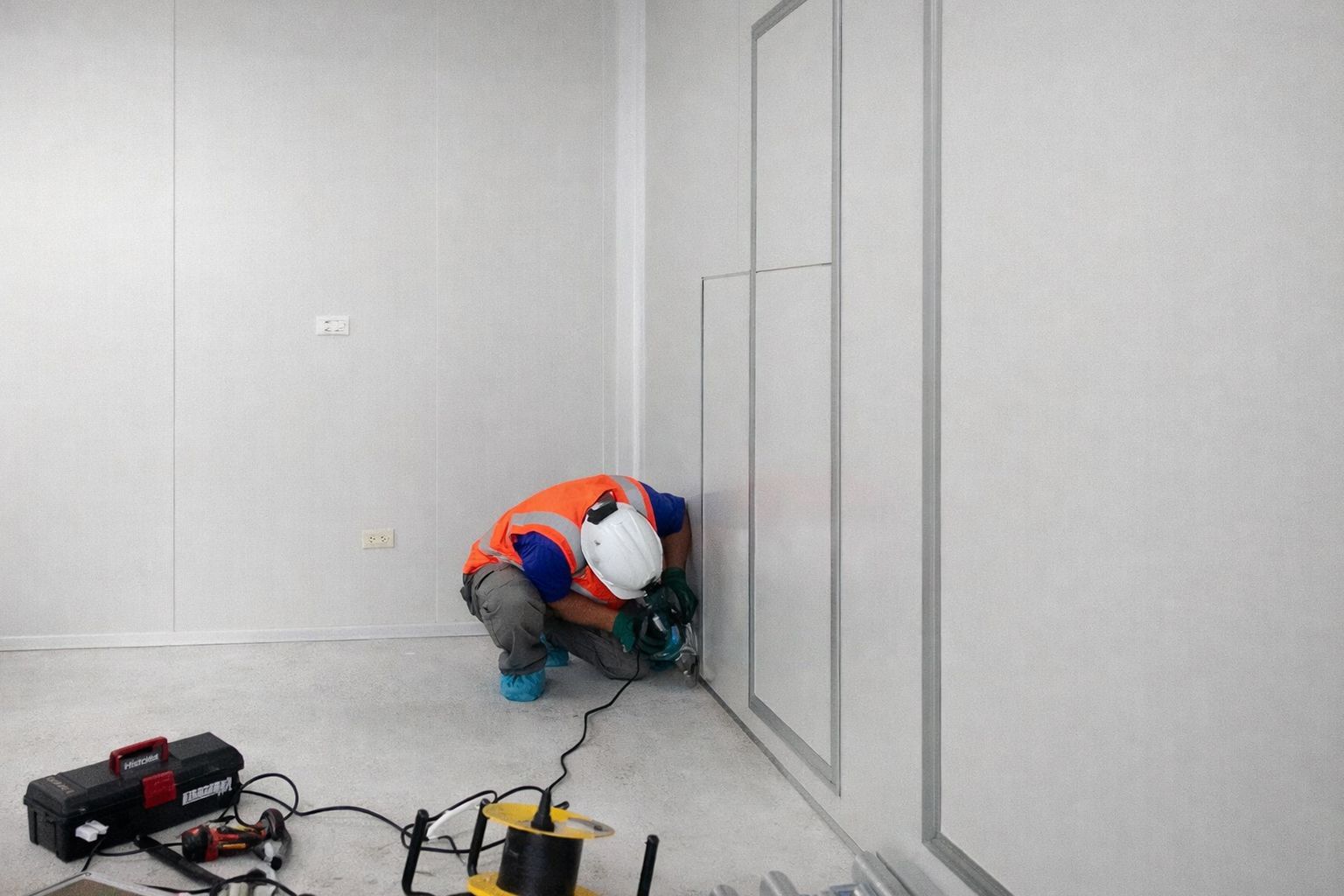 皓澤工程-無塵室傳遞箱安裝工程-庫板牆面開孔與傳遞箱安裝施工案例