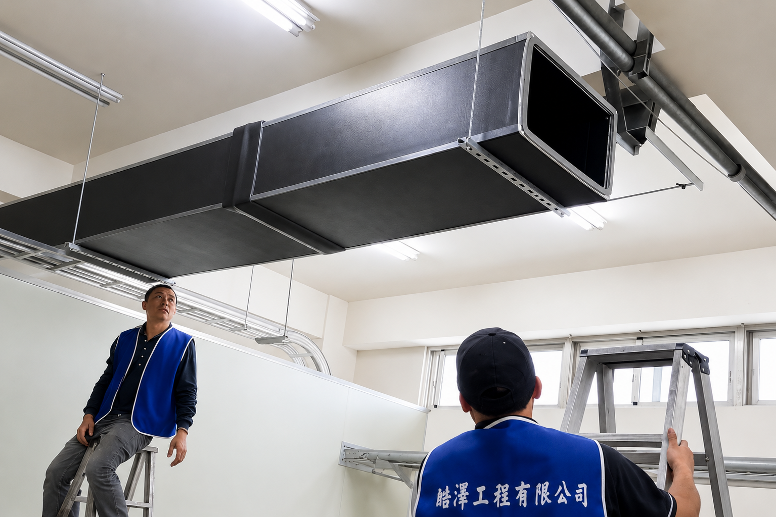 皓澤工程－空調配管工程－天花風管安裝完成