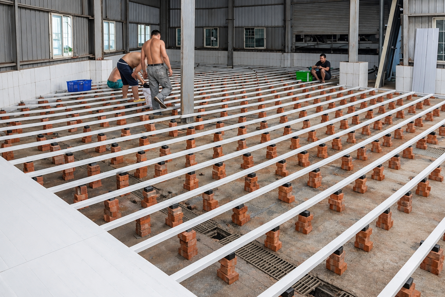 皓澤工程-冷凍庫板隔間工程|冷凍庫建置流程-地坪架高基座與隔熱地板施工案例