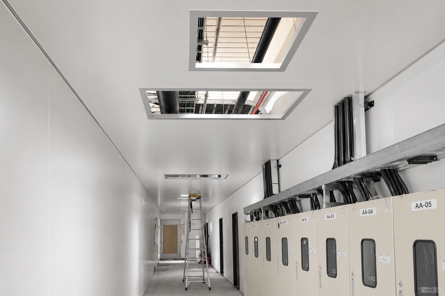 皓澤工程－英城竹南電氣室隔間工程｜高壓配電室－設備走道天花板開口施工案例
