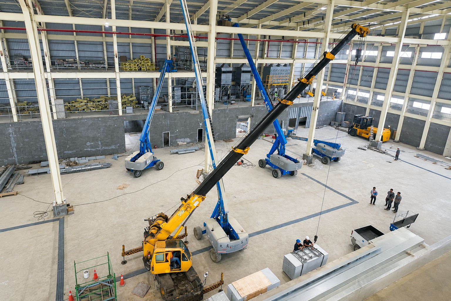 皓澤工程－達清觀音環保 -10米高空庫板走道工程－鋼構吊裝施工案例