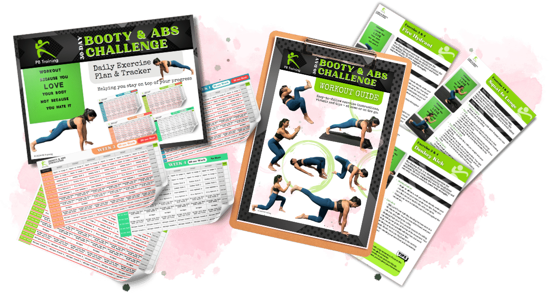 booty and abs challenge workout guide with easy-to-follow printed instructions and tips
