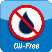 A no oil sign with the words oil-free below it
