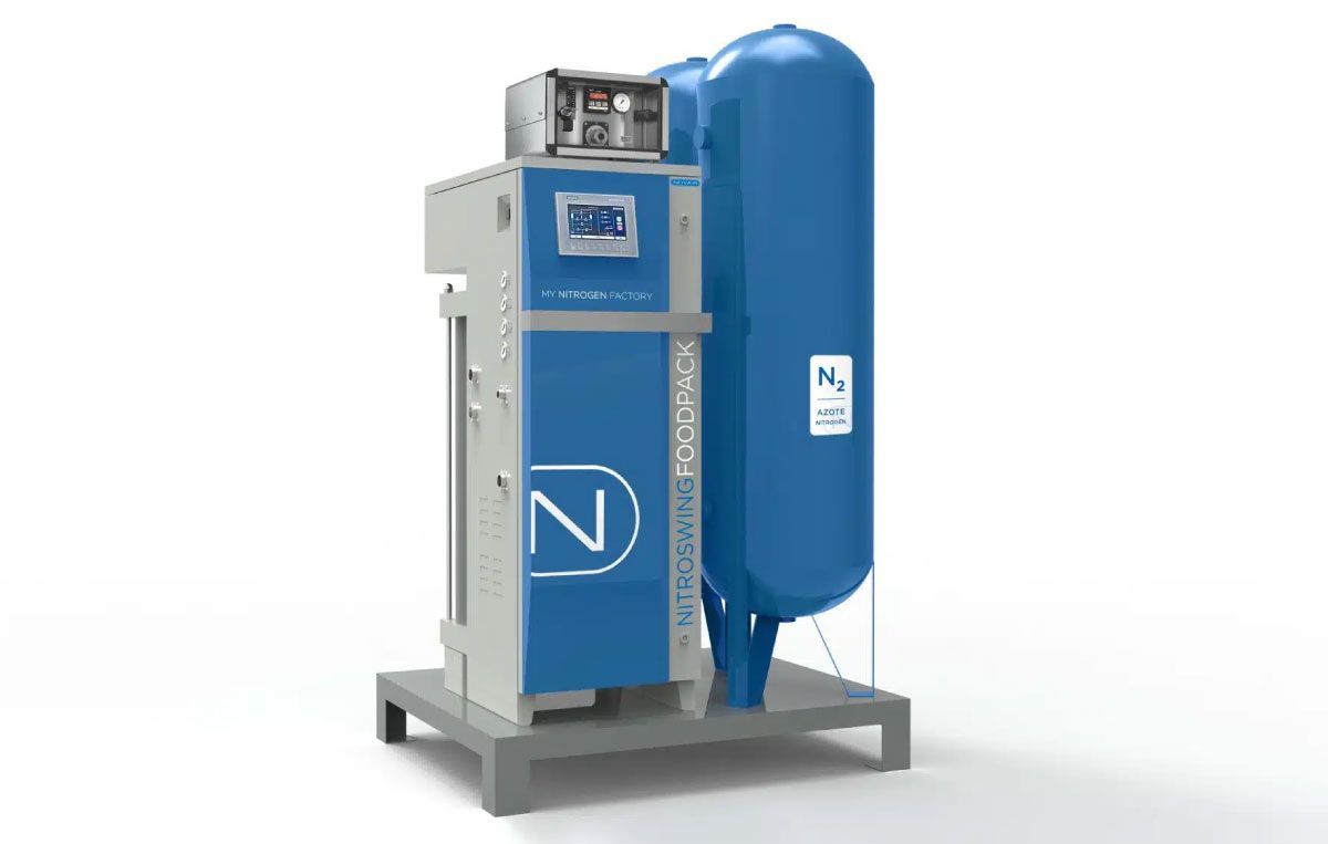 A blue and white machine with a large blue tank on a white background.