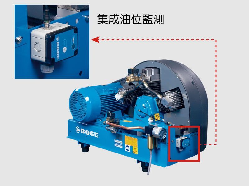A blue air compressor with chinese writing on it