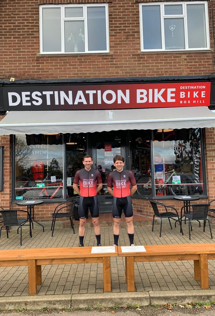 Destination Bike Shop Front Racing team James Dear and Andy Taylor