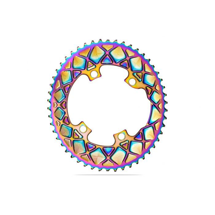 Absolute Black OVAL Chainring 110BCD 4 holes, 2X, asymmetric  9100/8000