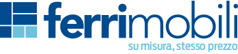 Ferrimobili logo in blue and light blue with the tagline “su misura, stesso prezzo”