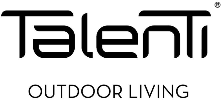 Logo Telenti Outdoor Living in testo nero su sfondo bianco.
