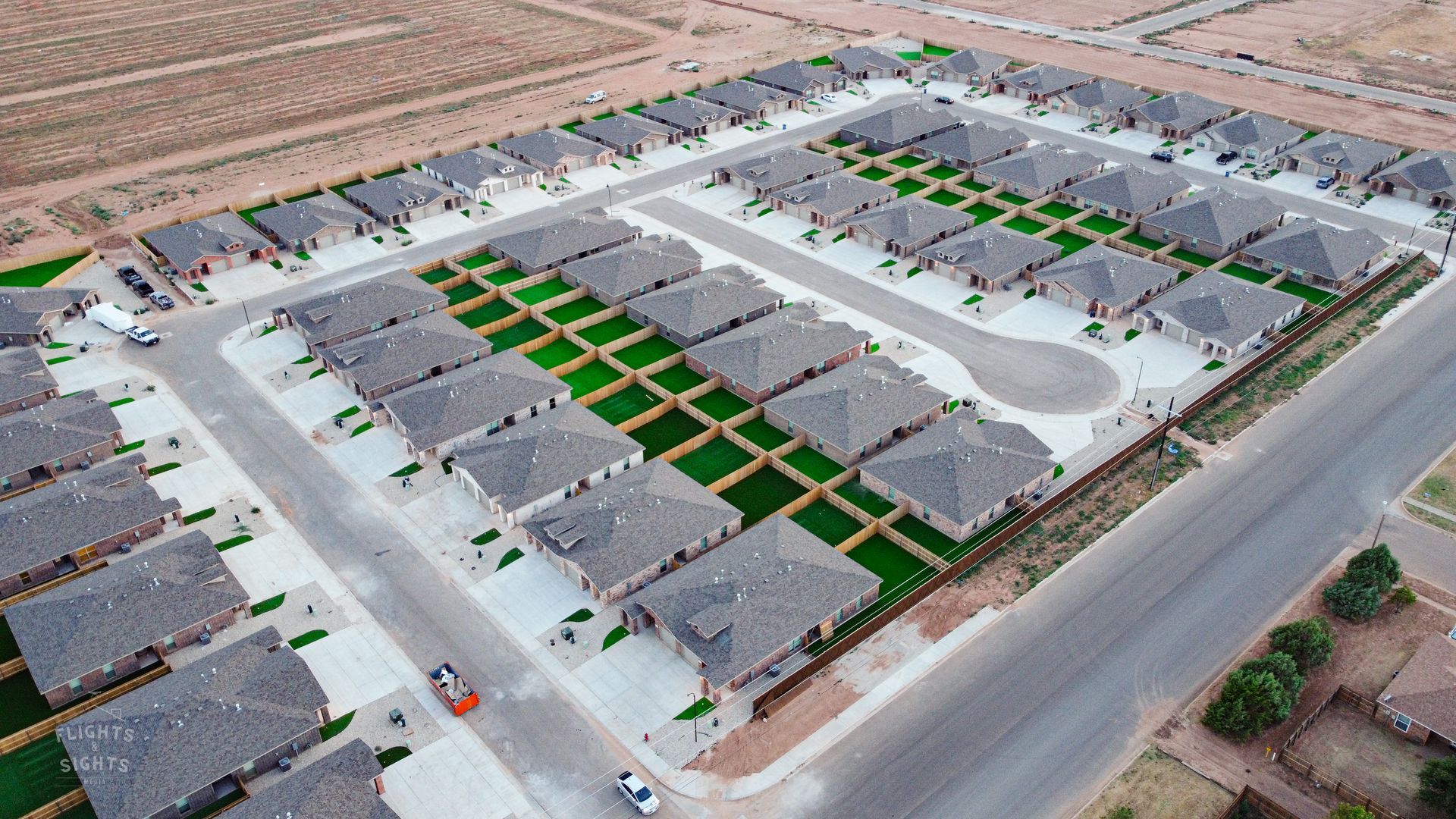 aerial suburb shot