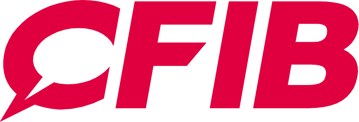 A red and white logo for a company called cfib