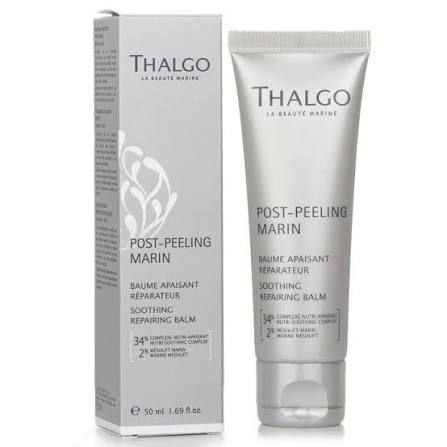 THALGO Post-Peeling Marin soothing balm tube and box, white packaging with gray text