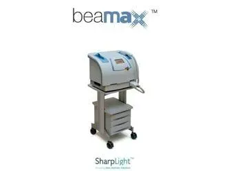 Beamax SharpLight medical device on a wheeled cart, featuring a light blue and gray color scheme.
