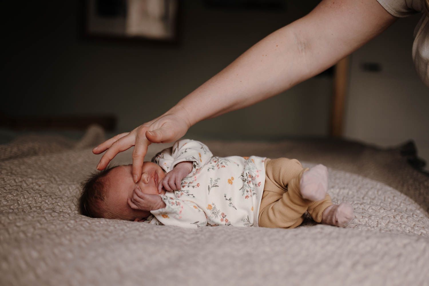 Newborn meisje op de foto