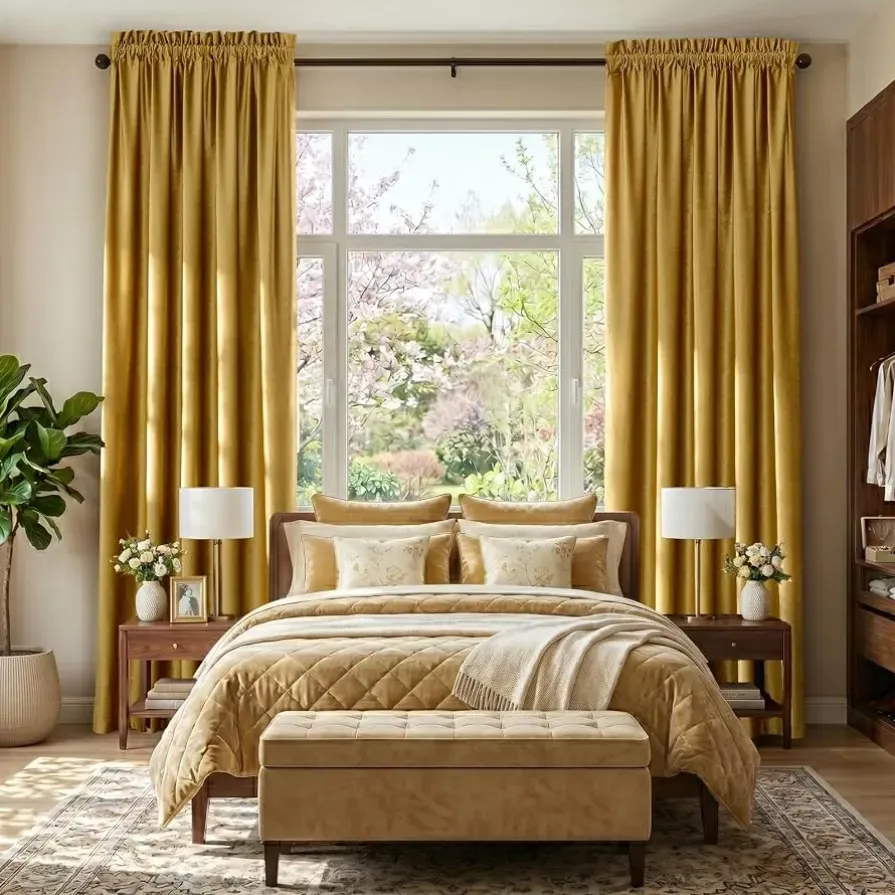 Large Drop Curtains in A Bedroom — Citrus Clean Central Coast in Erina, NSW