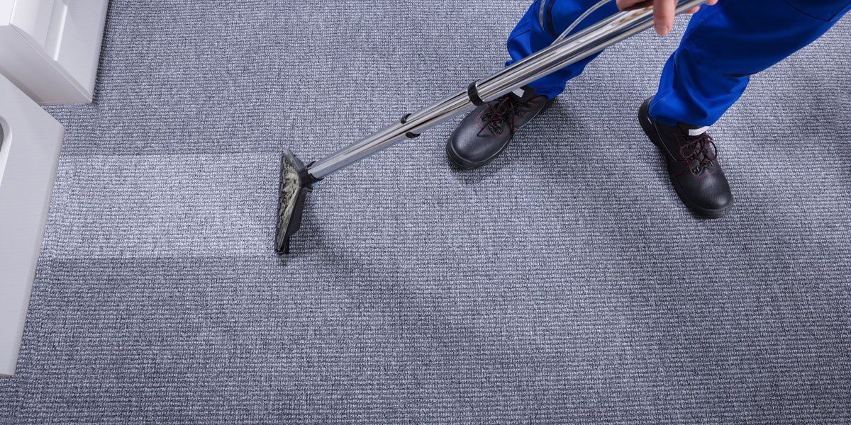 A Man Is Cleaning A Carpet With A Vacuum Cleaner — Citrus Clean Central Coast In Lake Haven, NSW