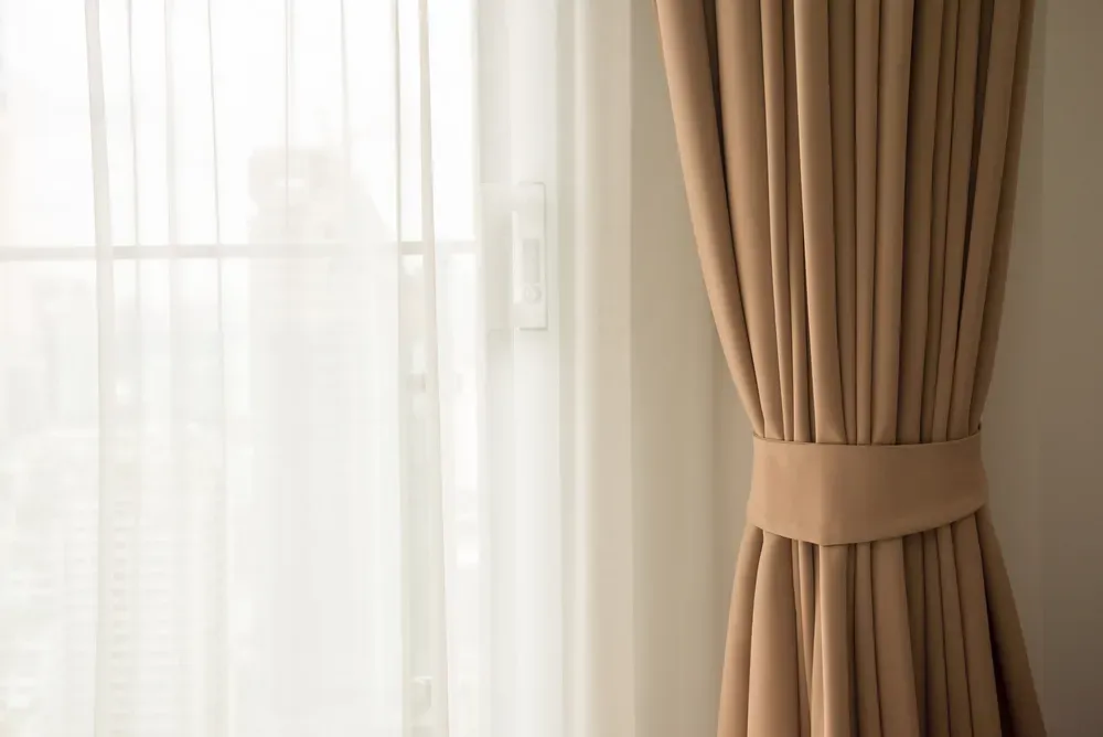 Sheer Curtains Bordered by Long Drop Curtain— Citrus Clean Central Coast in The Entrance, NSW