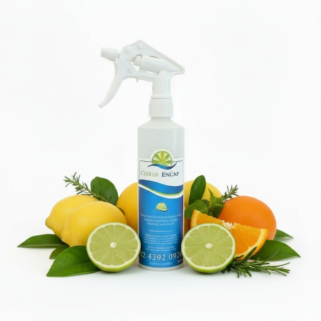 White Spray Bottle With a Blue and White Label — Citrus Clean Central Coast In Lake Haven, NSW