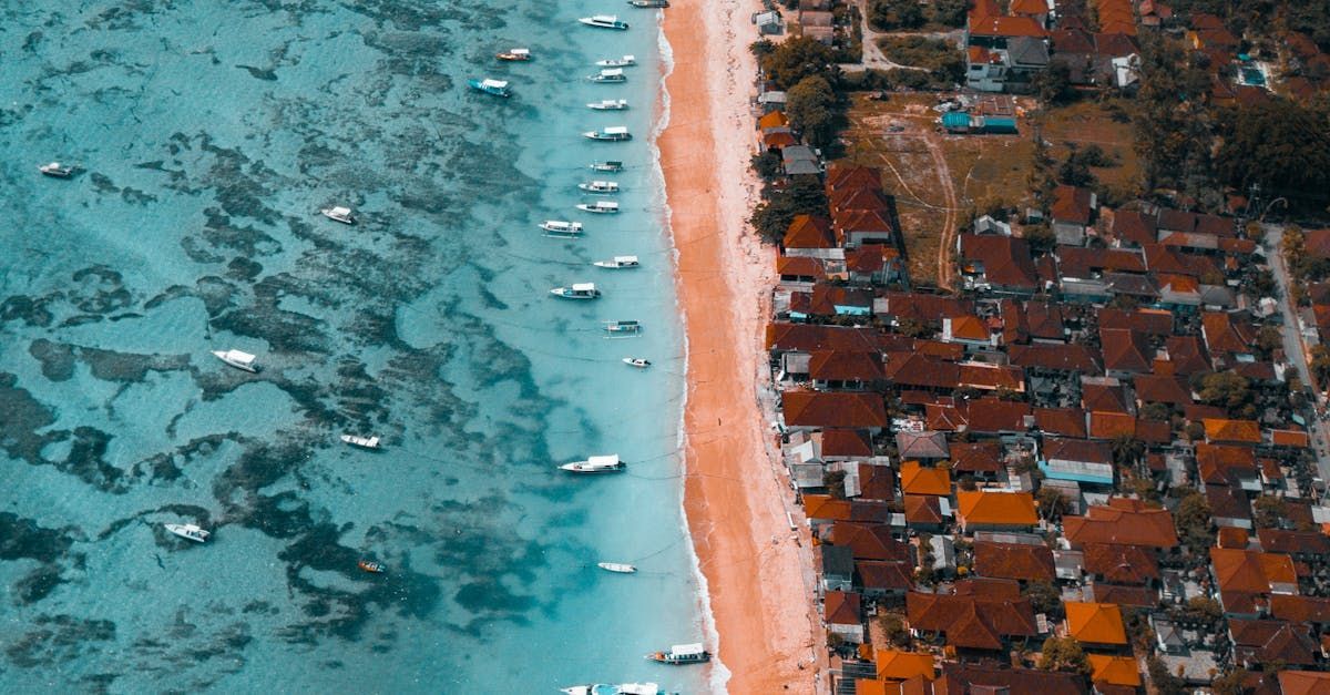 Coastline with some boats in the water and houses scattered in the land