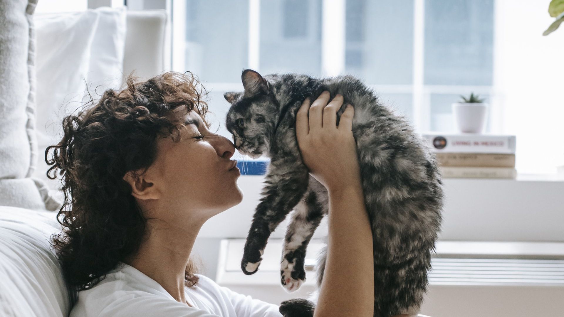 Woman holding a cat