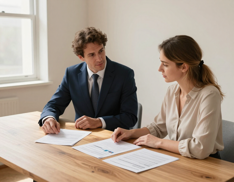 Advisor and client reviewing financial documents