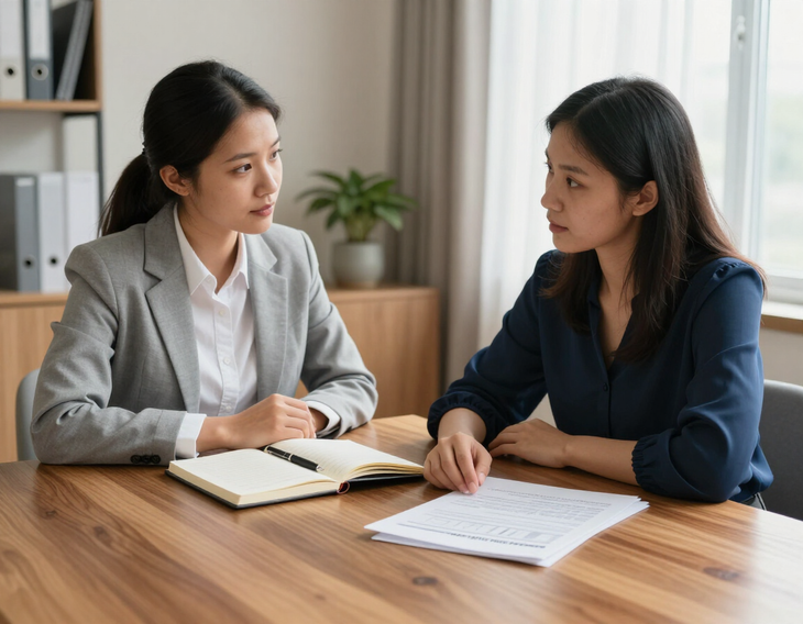 Professional consultation across a table