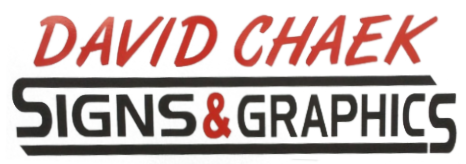 A logo for david chaek signs and graphics
