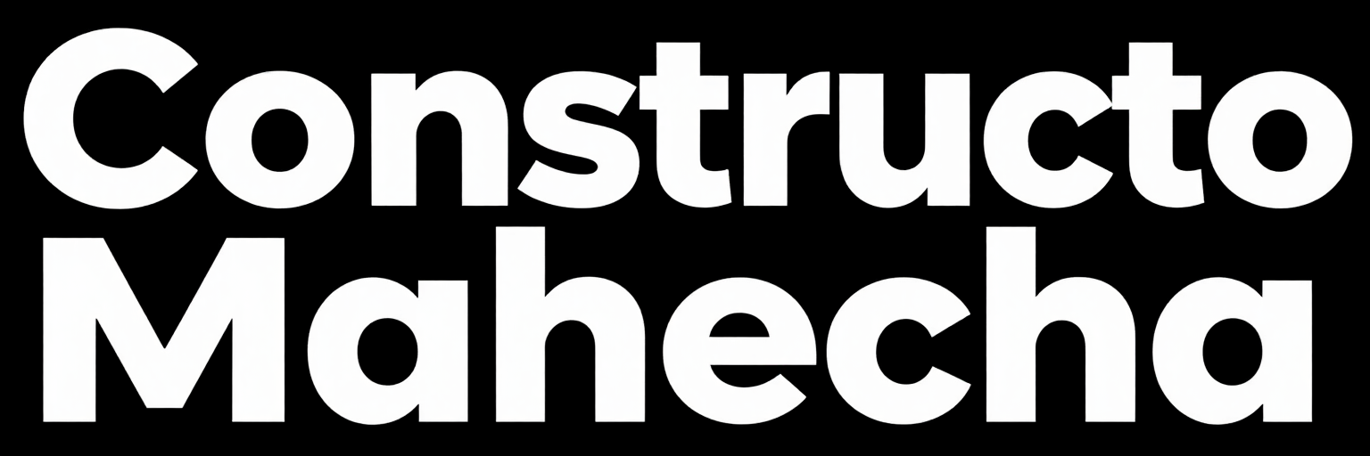 Logotipo con texto blanco que dice “Constructo Mahecha” sobre un fondo negro
