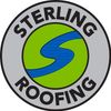 Sterling Roofing logo with black text around a green circle and blue S-shaped roof design