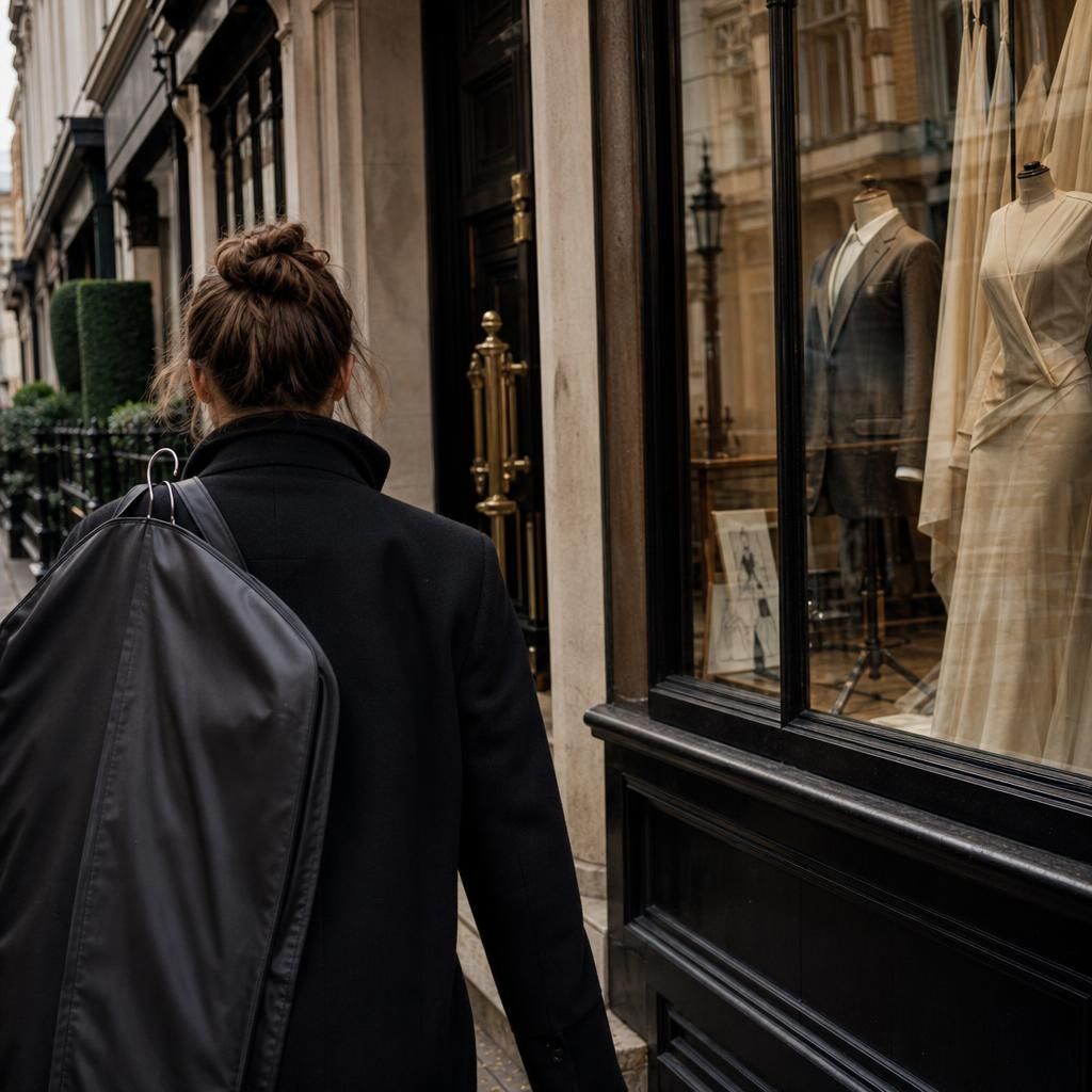 Student walking past a Mayfair fashion academy entrance