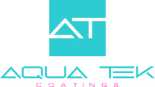 Logo for Aqua Tek Coatings: turquoise square with 