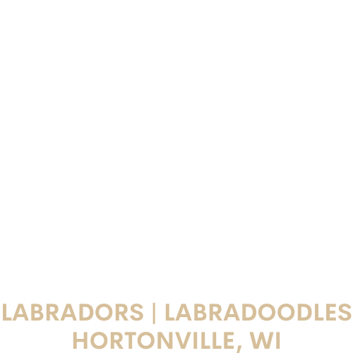 A logo for labradors and labradoroodles in hortonville , wi.