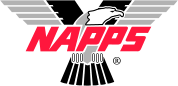 Logo of NAPPS (National Association of Professional Process Servers): Red text over eagle wings. The eagle's head is white.