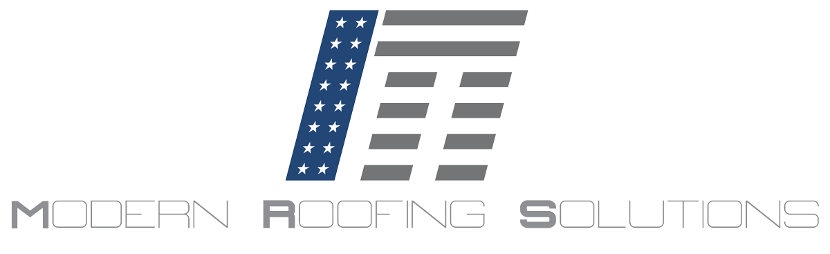 A logo for a company called modern roofing solutions.