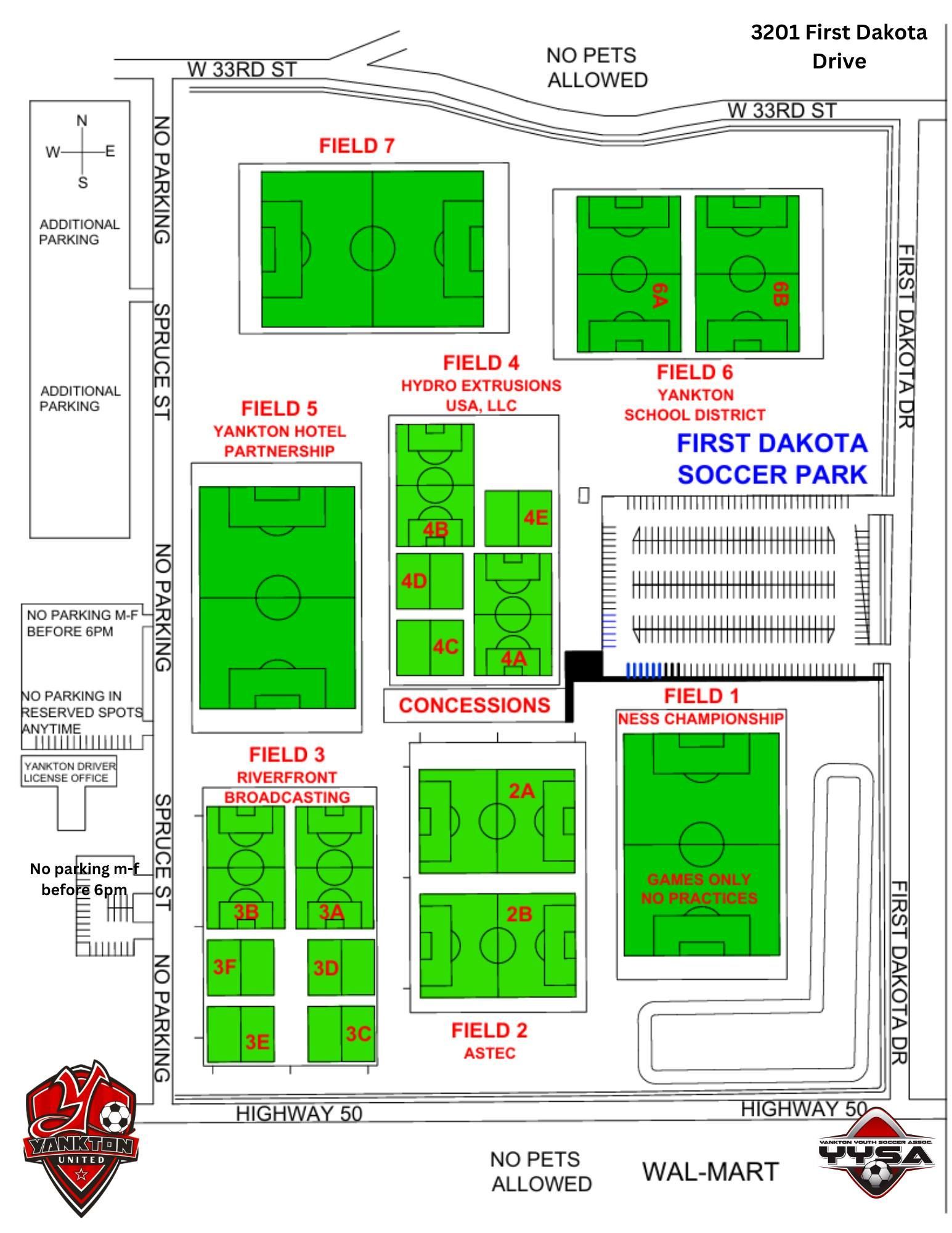 First Dakota Soccer Park Field Map
